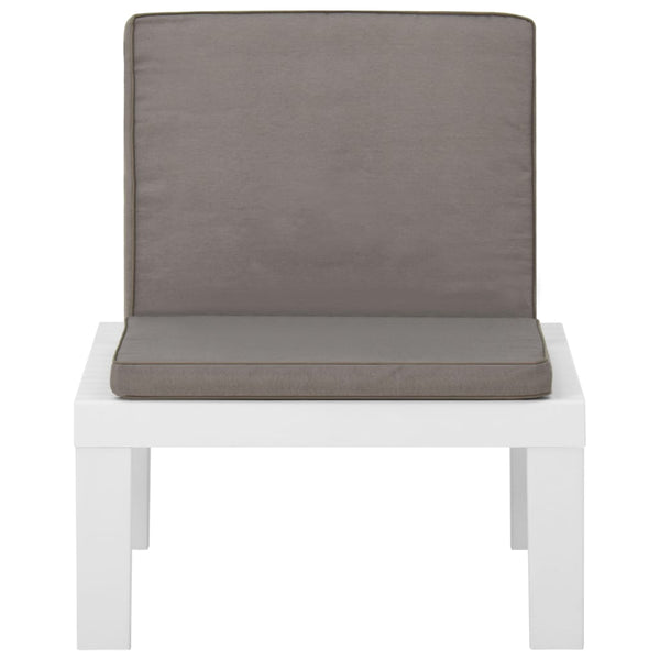 4-tlg. Garten-Lounge-Set mit Kissen Kunststoff Weiß