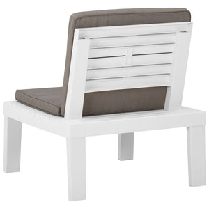 4-tlg. Garten-Lounge-Set mit Kissen Kunststoff Weiß
