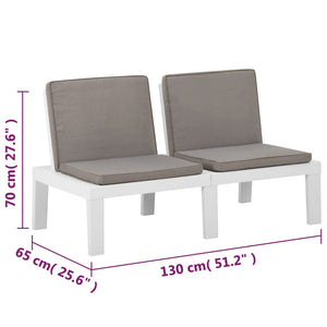 4-tlg. Garten-Lounge-Set mit Kissen Kunststoff Weiß