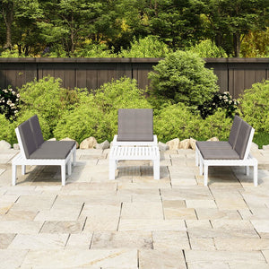 4-tlg. Garten-Lounge-Set mit Kissen Kunststoff Weiß