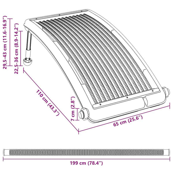Gebogene Solar-Heizpaneele für Pool 2 Stk. 110x65 cm
