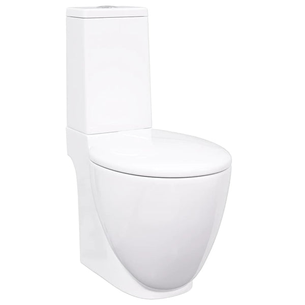 WC Keramik-Toilette Badezimmer Rund Senkrechter Abgang Weiß