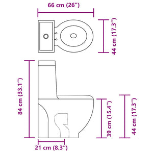 WC Keramik-Toilette Badezimmer Rund Senkrechter Abgang Weiß