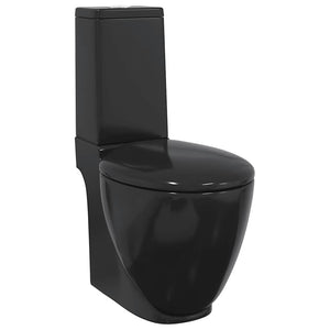 WC Keramik-Toilette Badezimmer Rund Senkrechter Abgang Schwarz