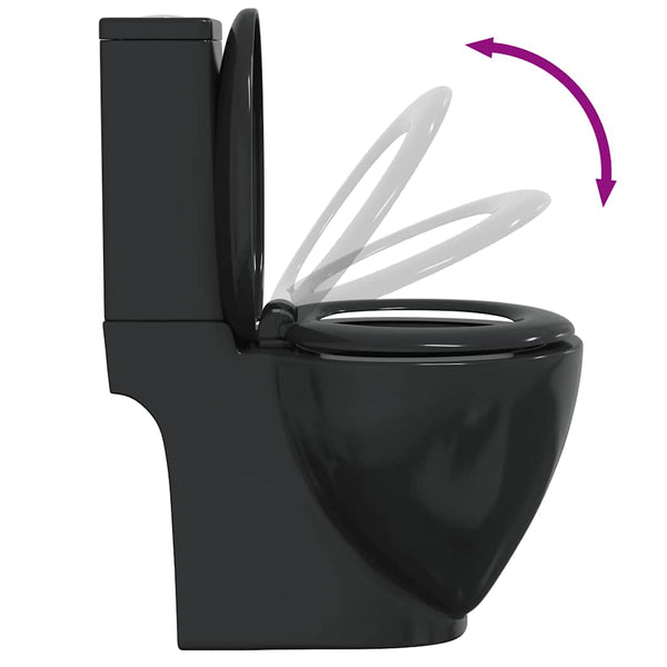WC Keramik-Toilette Badezimmer Rund Senkrechter Abgang Schwarz