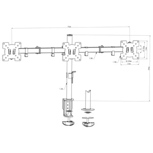 Tischhalterung für 3 Monitore 13"-23"