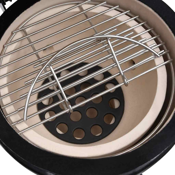 2-in-1 Kamado-Grill Smoker Keramik 56 cm Schwarz