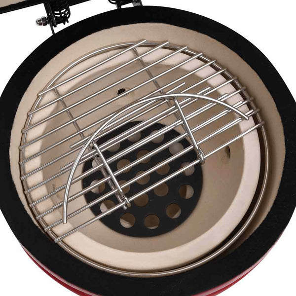 2-in-1 Kamado-Grill Smoker Keramik 56 cm Rot