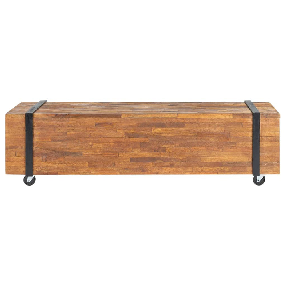 vidaXL Meuble TV 110x30x32,5 cm Bois de teck massif