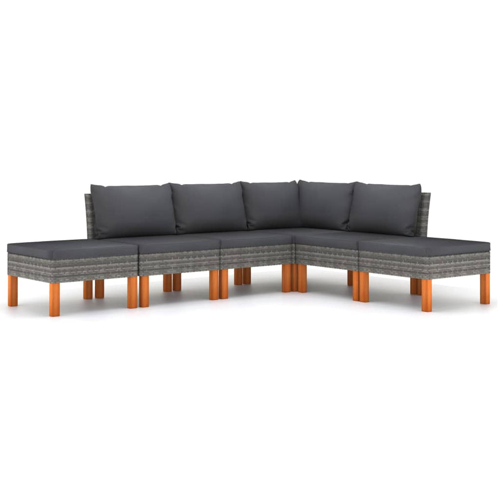 vidaXL Salon de jardin 6 pcs avec coussins résine tressée gris
