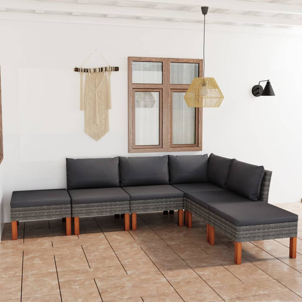 vidaXL Salon de jardin 6 pcs avec coussins résine tressée gris