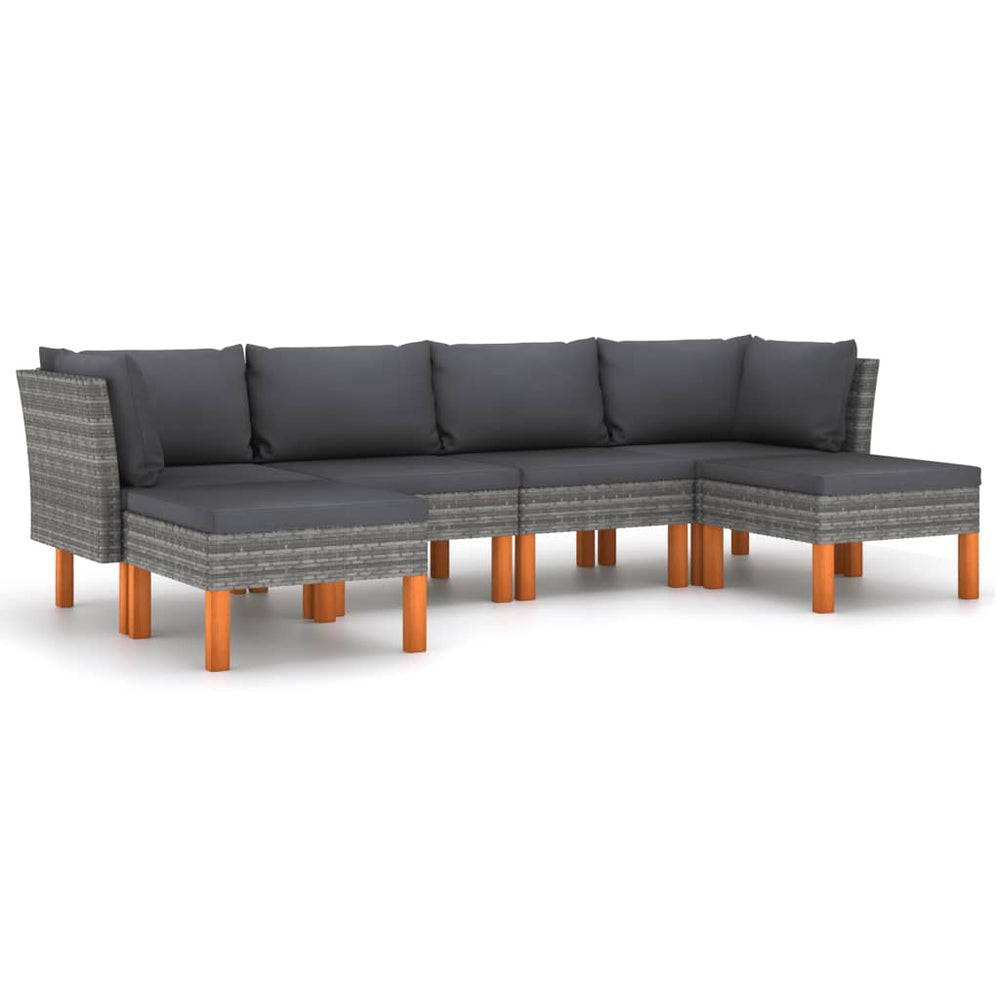 vidaXL Salon de jardin 6 pcs avec coussins résine tressée gris