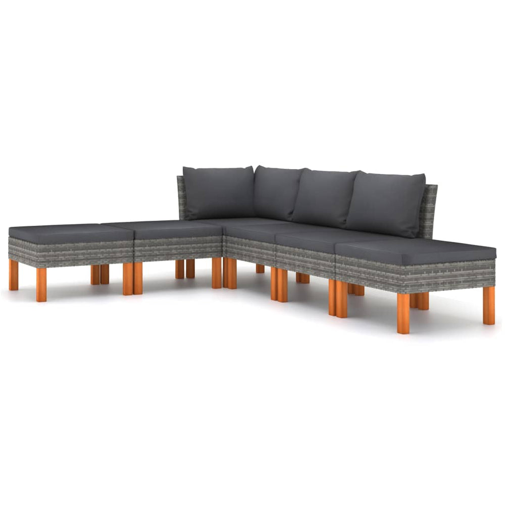 vidaXL Salon de jardin 6 pcs avec coussins résine tressée gris