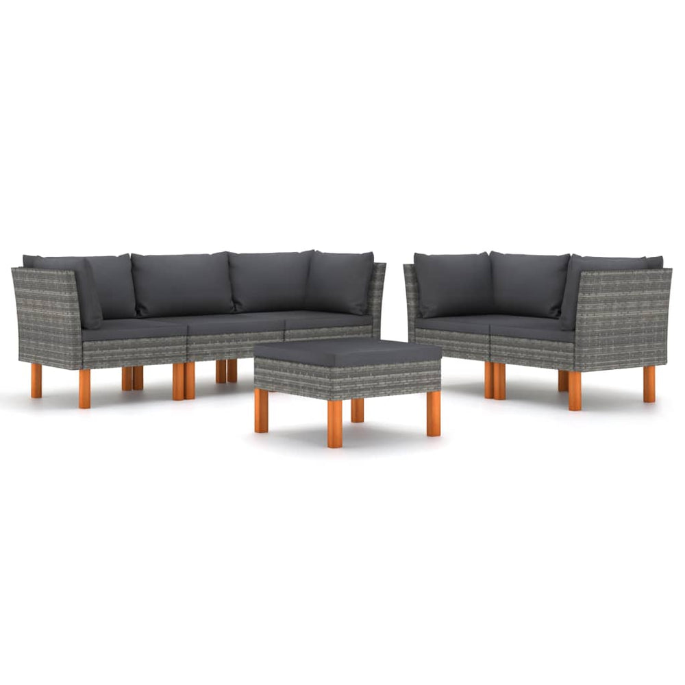 vidaXL Salon de jardin 6 pcs avec coussins résine tressée gris