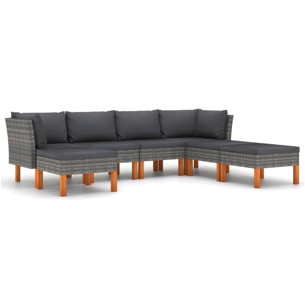 vidaXL Salon de jardin 7 pcs avec coussins résine tressée gris