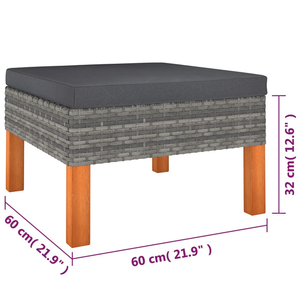 9-tlg. Garten-Lounge-Set mit Kissen Poly Rattan Grau