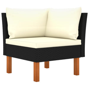 7-tlg. Garten-Lounge-Set mit Kissen Poly Rattan Schwarz