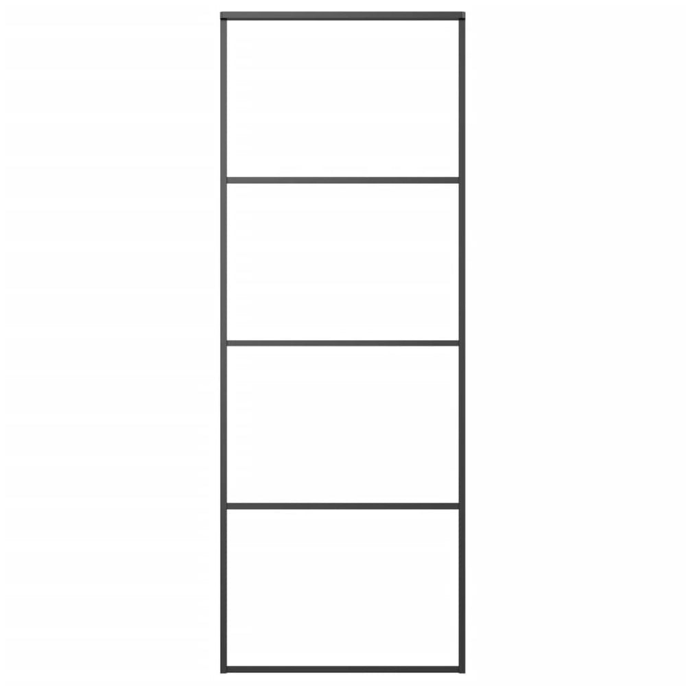 Schiebetür Aluminium und ESG Glas 76x205 cm Schwarz