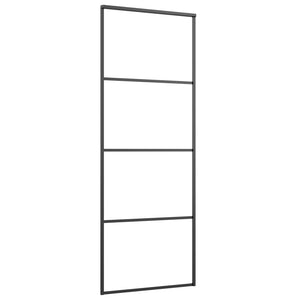 Schiebetür Aluminium und ESG Glas 76x205 cm Schwarz