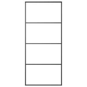 Schiebetür Aluminium und ESG Glas 90x205 cm Schwarz