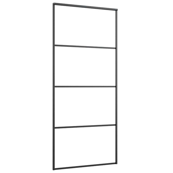 Schiebetür Aluminium und ESG Glas 90x205 cm Schwarz