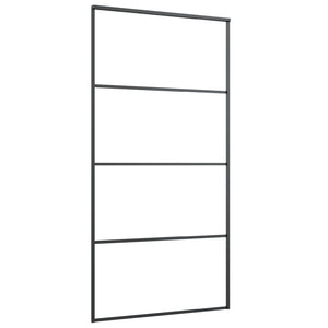 Schiebetür Aluminium und ESG Glas 102,5x205 cm Schwarz