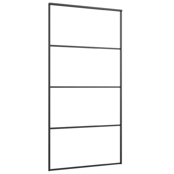 Schiebetür Aluminium und ESG Glas 102,5x205 cm Schwarz