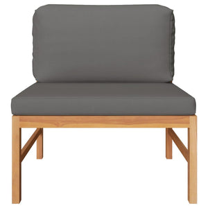 3-tlg. Garten-Lounge-Set mit Dunkelgrauen Kissen Teakholz