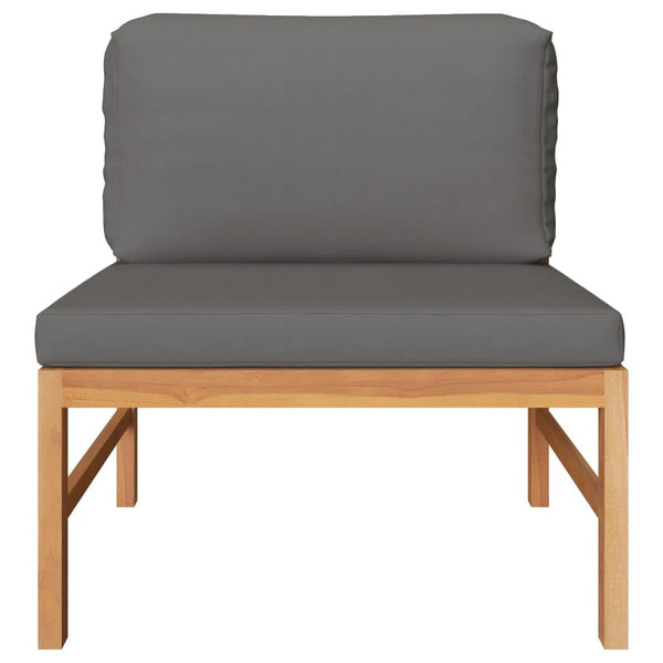 3-tlg. Garten-Lounge-Set mit Dunkelgrauen Kissen Teakholz
