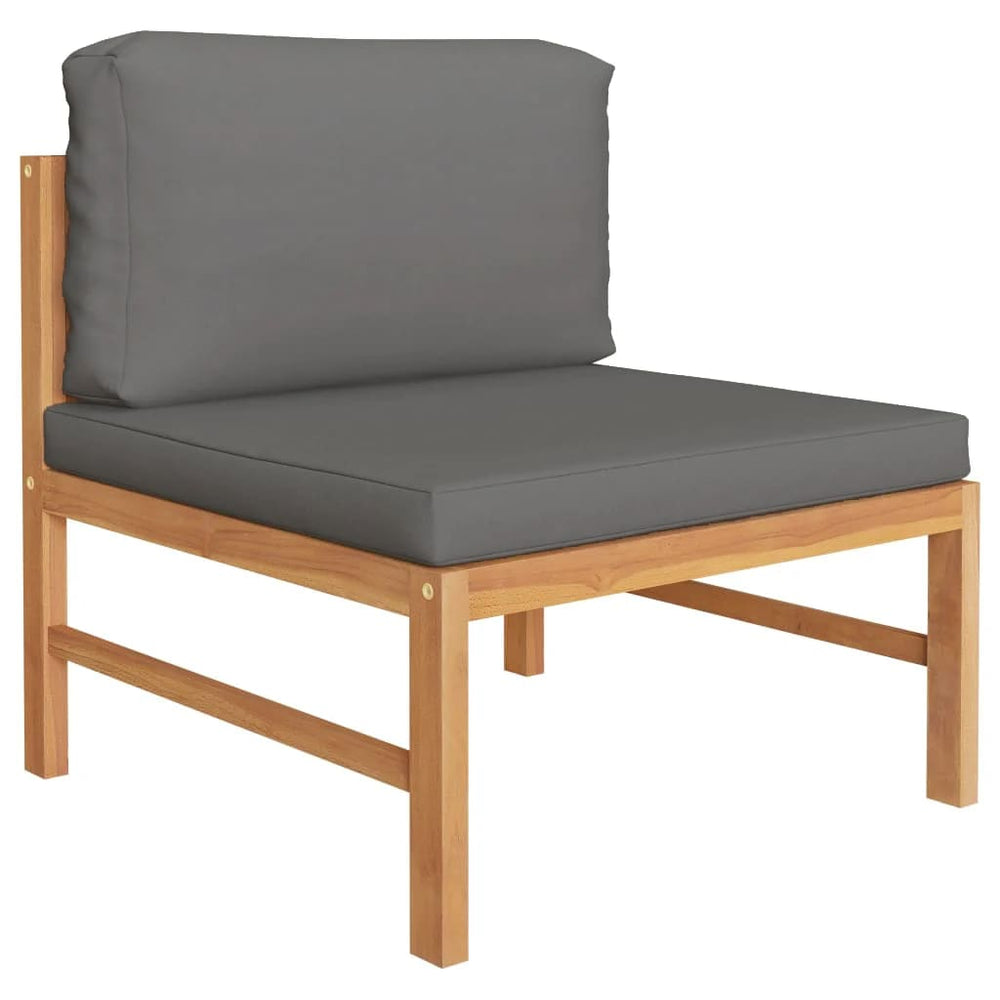 2-tlg. Garten-Lounge-Set mit Dunkelgrauen Kissen Teakholz