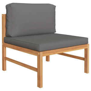 2-tlg. Garten-Lounge-Set mit Dunkelgrauen Kissen Teakholz