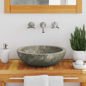 Waschbecken Grau Ø40x12 cm Marmor