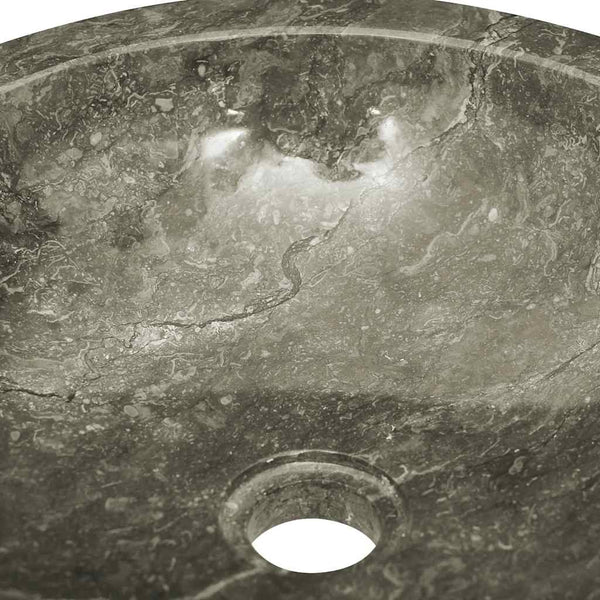 Waschbecken Grau Ø40x12 cm Marmor