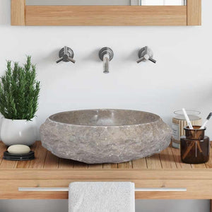 vidaXL Wash Basin Grey Ø40x12 cm Marble