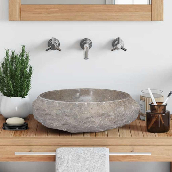 vidaXL Wash Basin Grey Ø40x12 cm Marble
