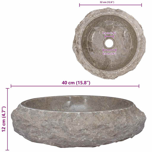 vidaXL Wash Basin Grey Ø40x12 cm Marble