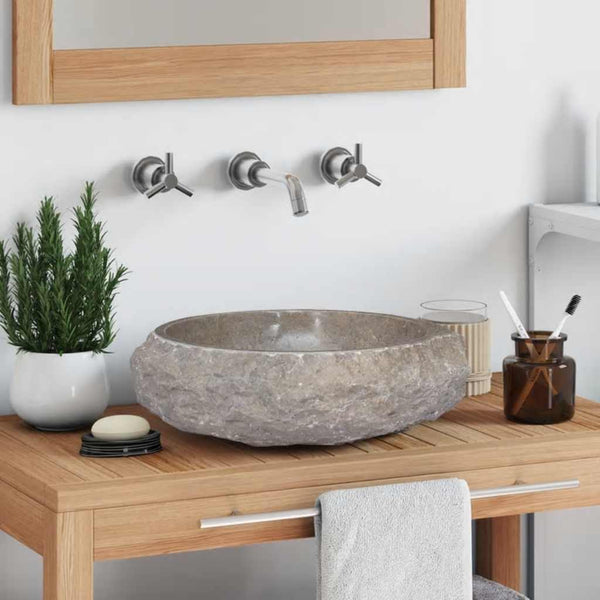 vidaXL Wash Basin Grey Ø40x12 cm Marble