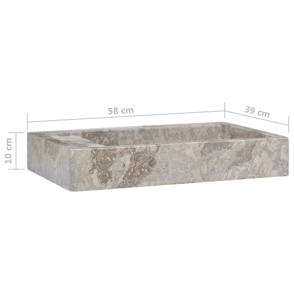 vidaXL Wash Basin Grey 58x39x10 cm Marble