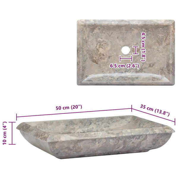 vidaXL Wash Basin Grey 50x35x10 cm Marble