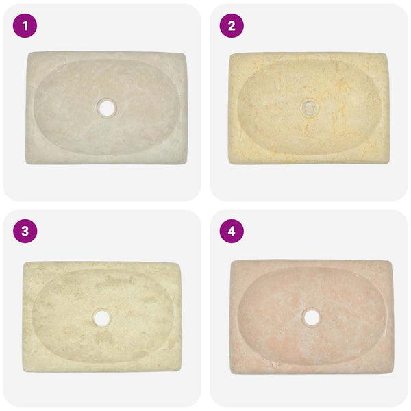 Waschbecken Creme 50x35x10 cm Marmor