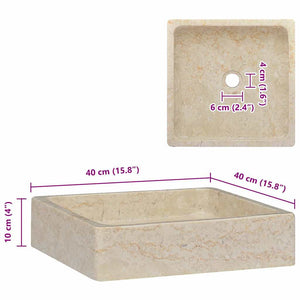 vidaXL Wash Basin Cream 40x40x10 cm Marble