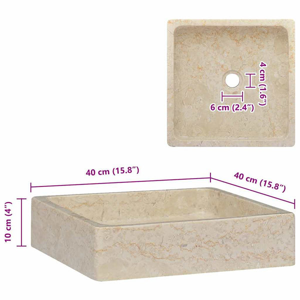 vidaXL Wash Basin Cream 40x40x10 cm Marble