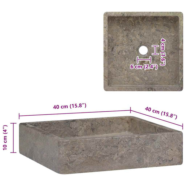 vidaXL Wash Basin Grey 40x40x10 cm Marble
