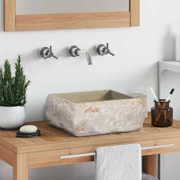 vidaXL Wash Basin Cream 30x30x13 cm Marble