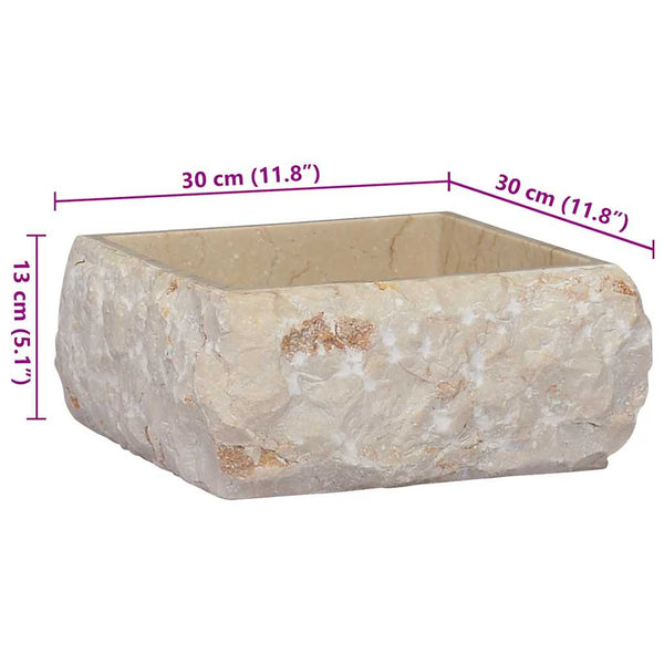 vidaXL Wash Basin Cream 30x30x13 cm Marble