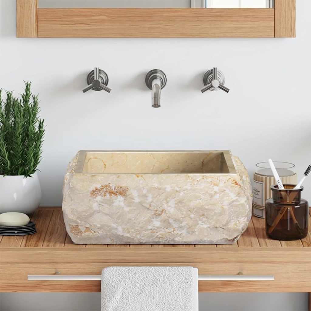 vidaXL Wash Basin Cream 30x30x13 cm Marble