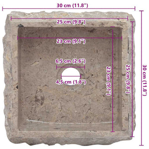 vidaXL Sink Gray 30x30x13 cm Marble