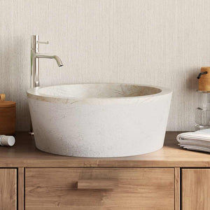 vidaXL Wash Basin Cream Ø40x15 cm Marble