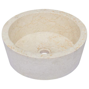 vidaXL Wash Basin Cream Ø40x15 cm Marble