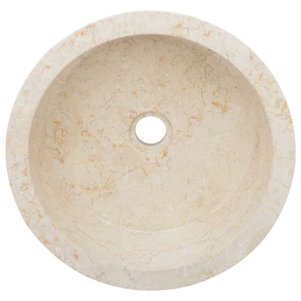 vidaXL Wash Basin Cream Ø40x15 cm Marble